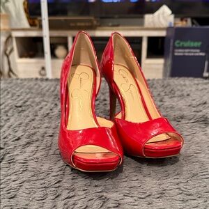 Jessica Simpson Red Peep Toe Heels